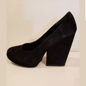 DOLCE VITA SZ 7.5M Black Suede Chunky Heel Shoes